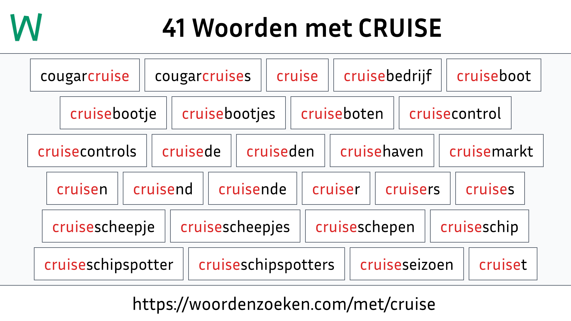 Woorden met CRUISE