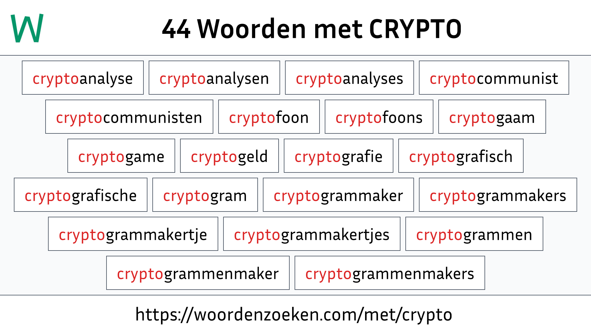 Woorden met CRYPTO