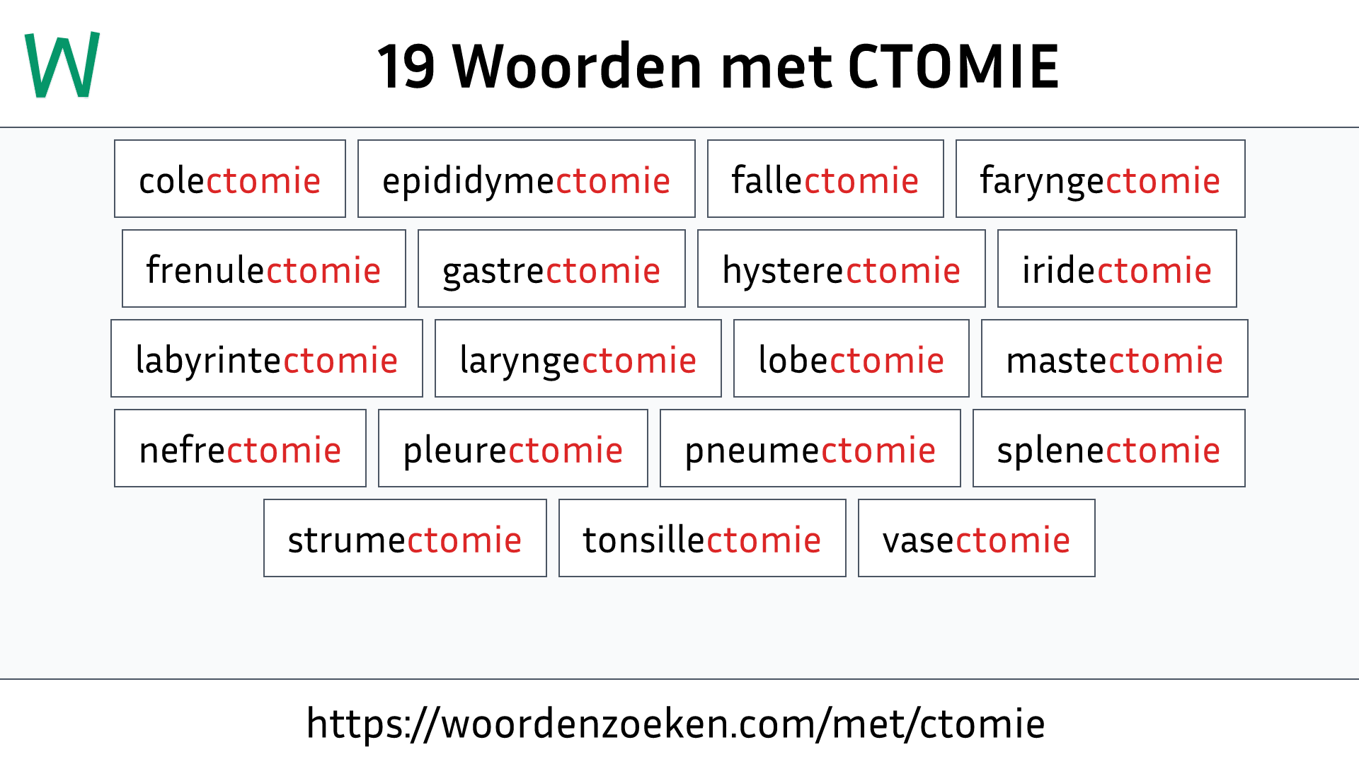 Woorden met CTOMIE