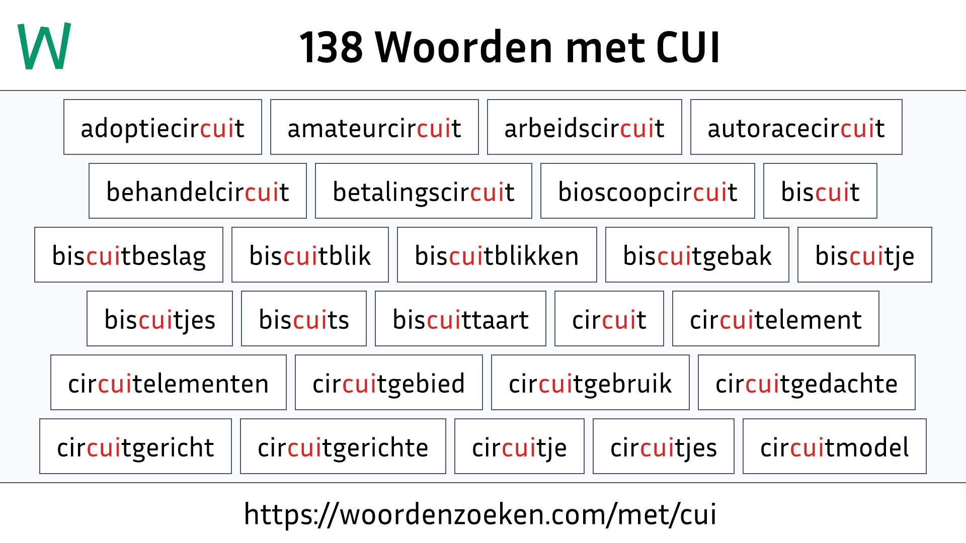 Woorden met CUI