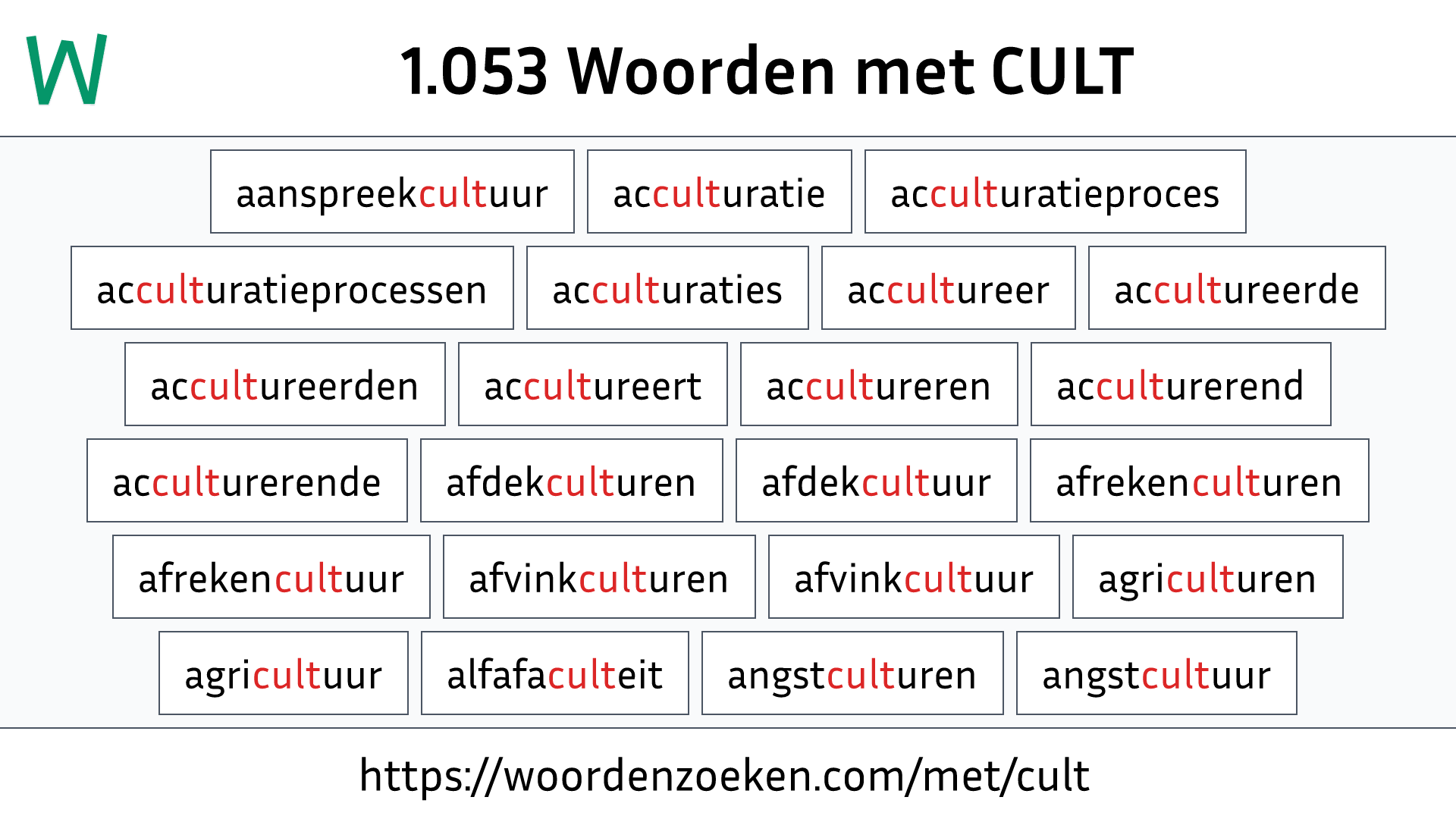 Woorden met CULT