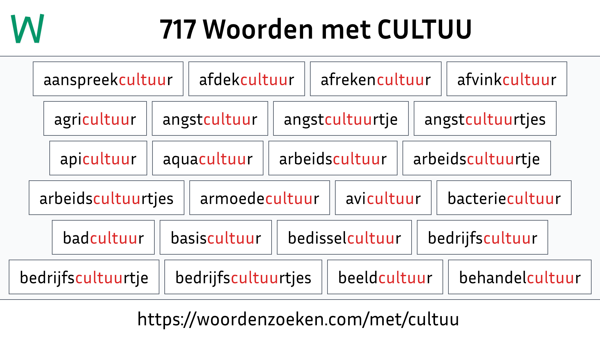 Woorden met CULTUU