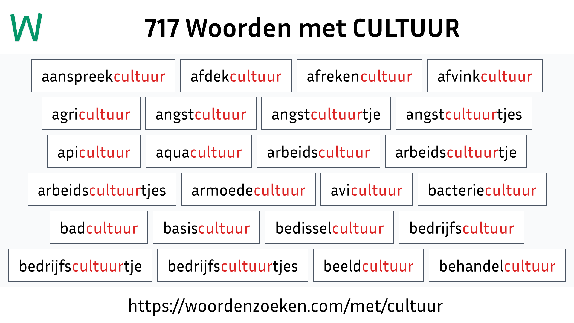 Woorden met CULTUUR