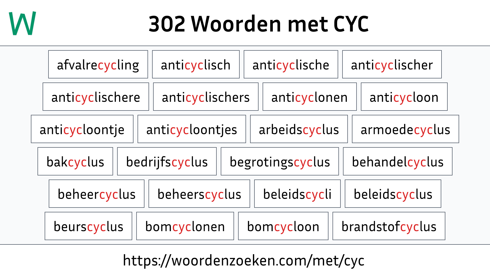 Woorden met CYC