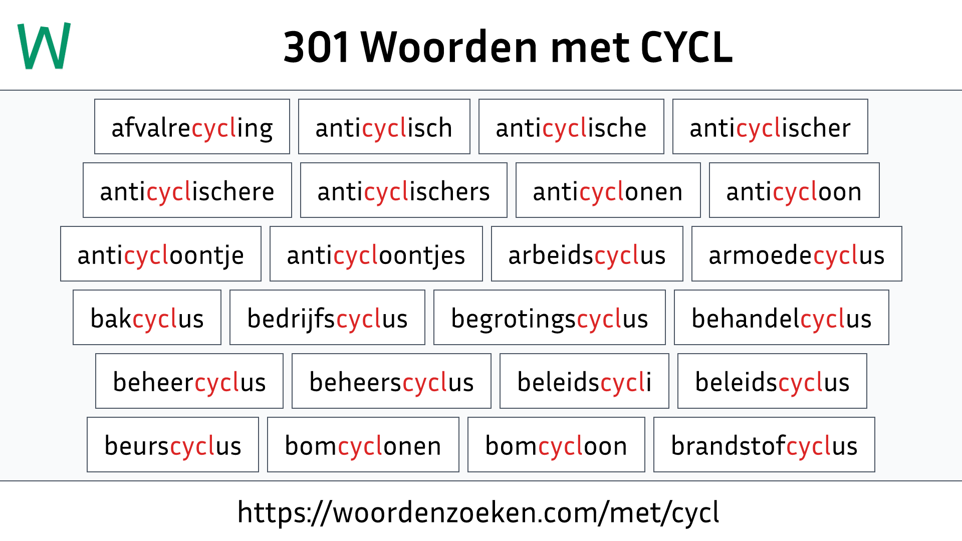 Woorden met CYCL