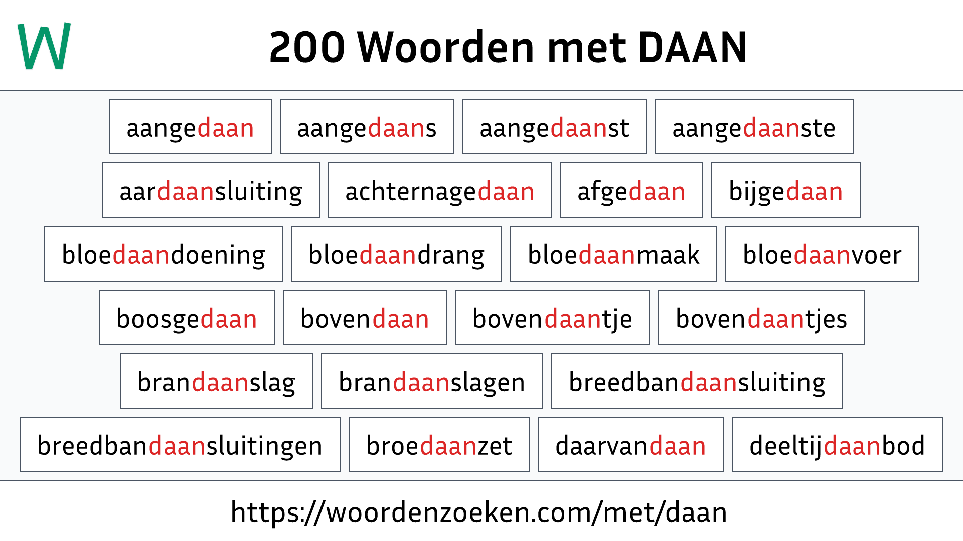 Woorden met DAAN