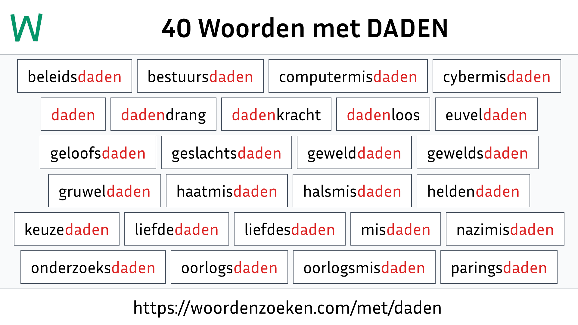 Woorden met DADEN