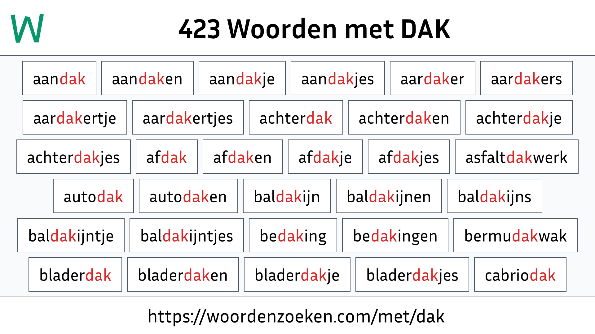 Woorden met DAK