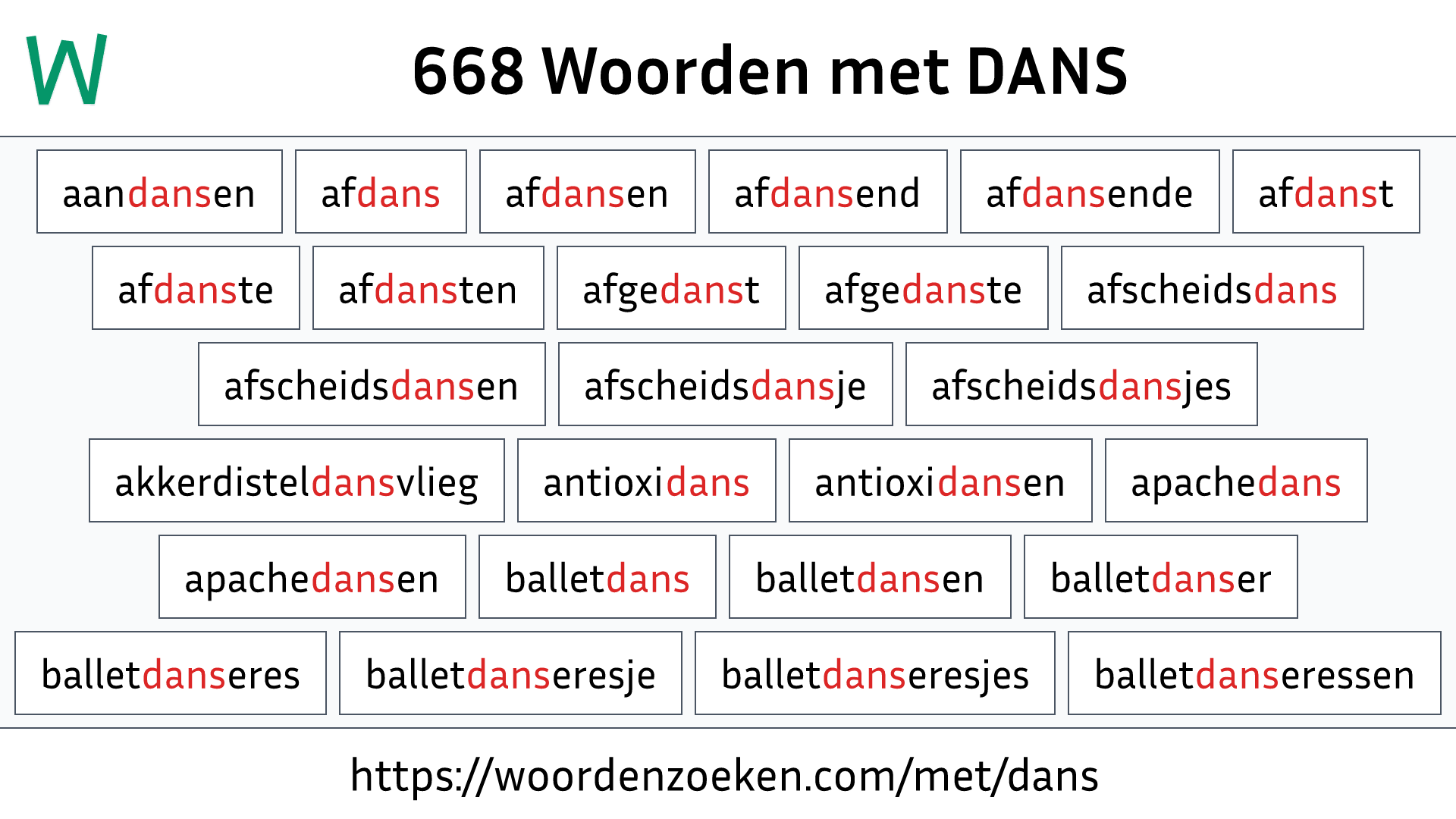 Woorden met DANS