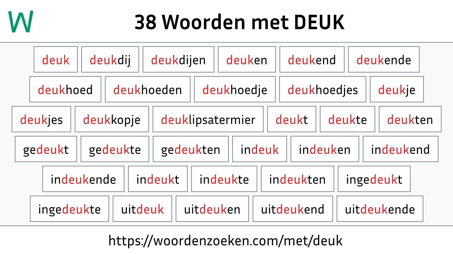 Woorden met DEUK
