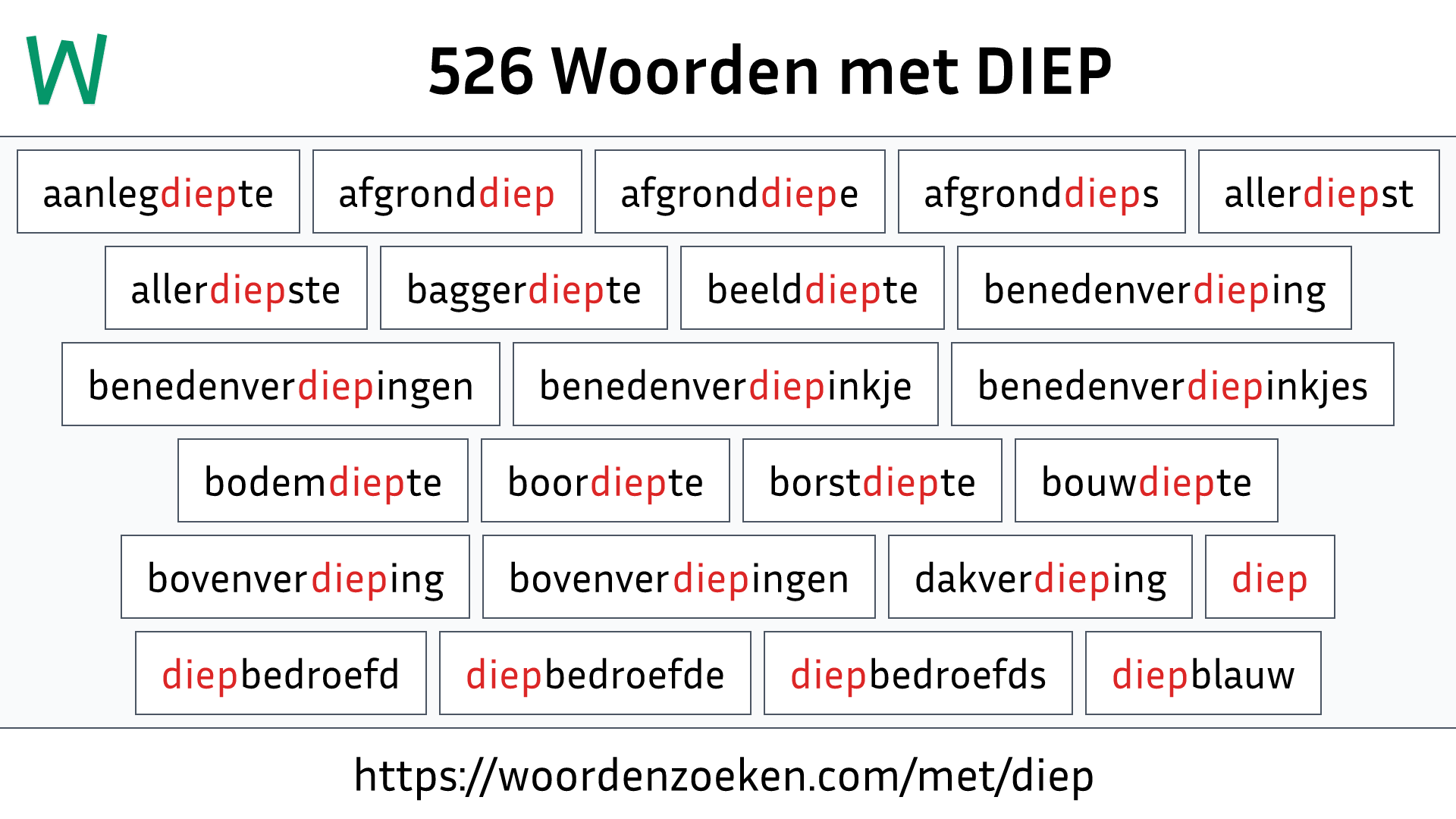 Woorden met DIEP