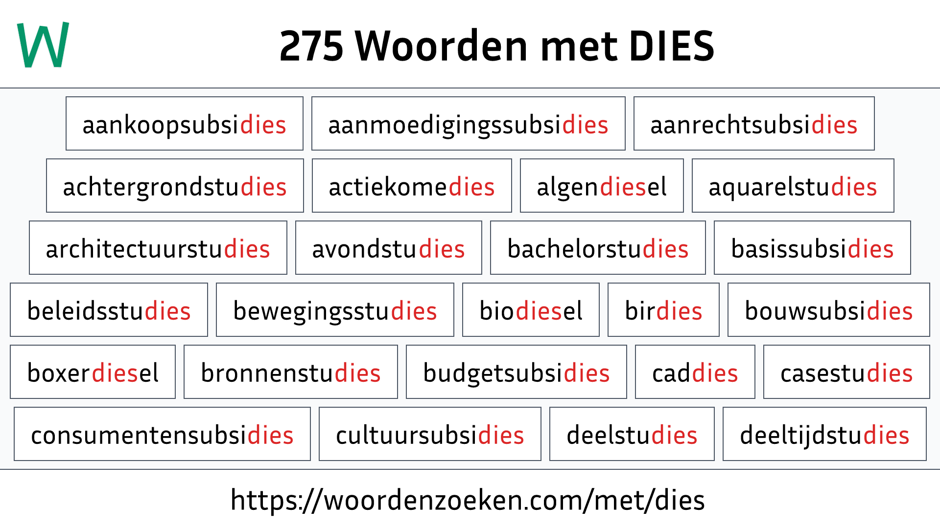 Woorden met DIES