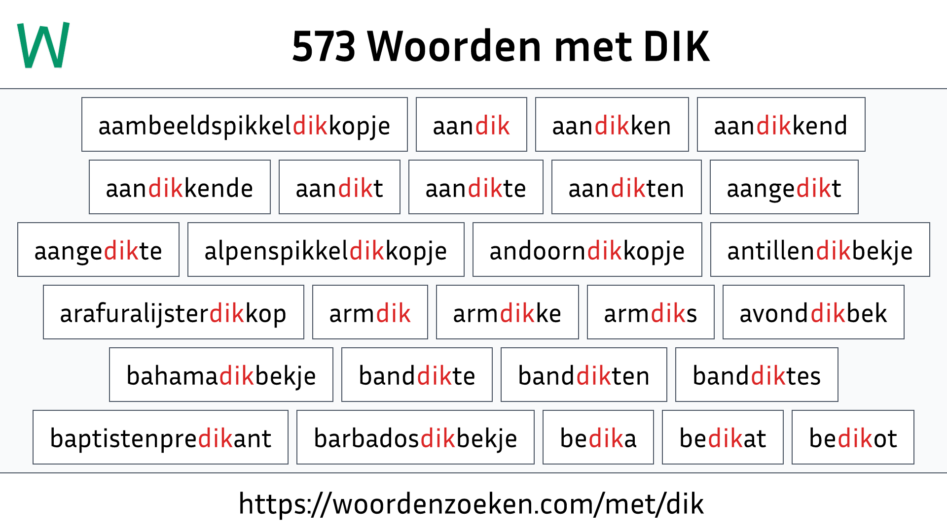 Woorden met DIK