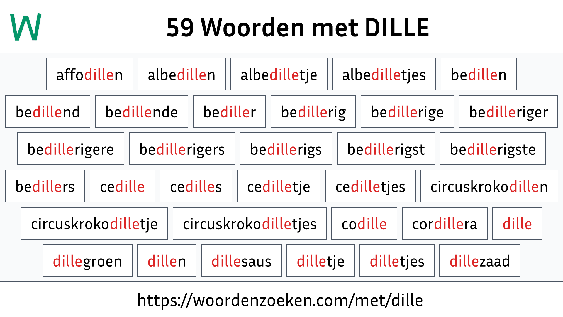 Woorden met DILLE