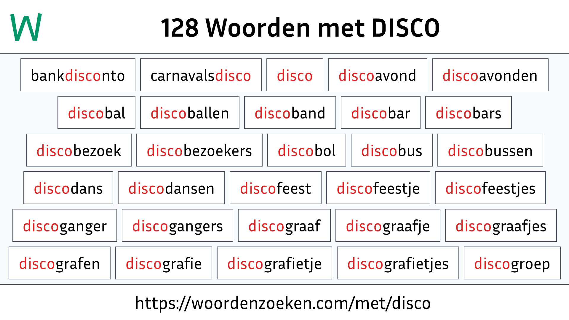 Woorden met DISCO