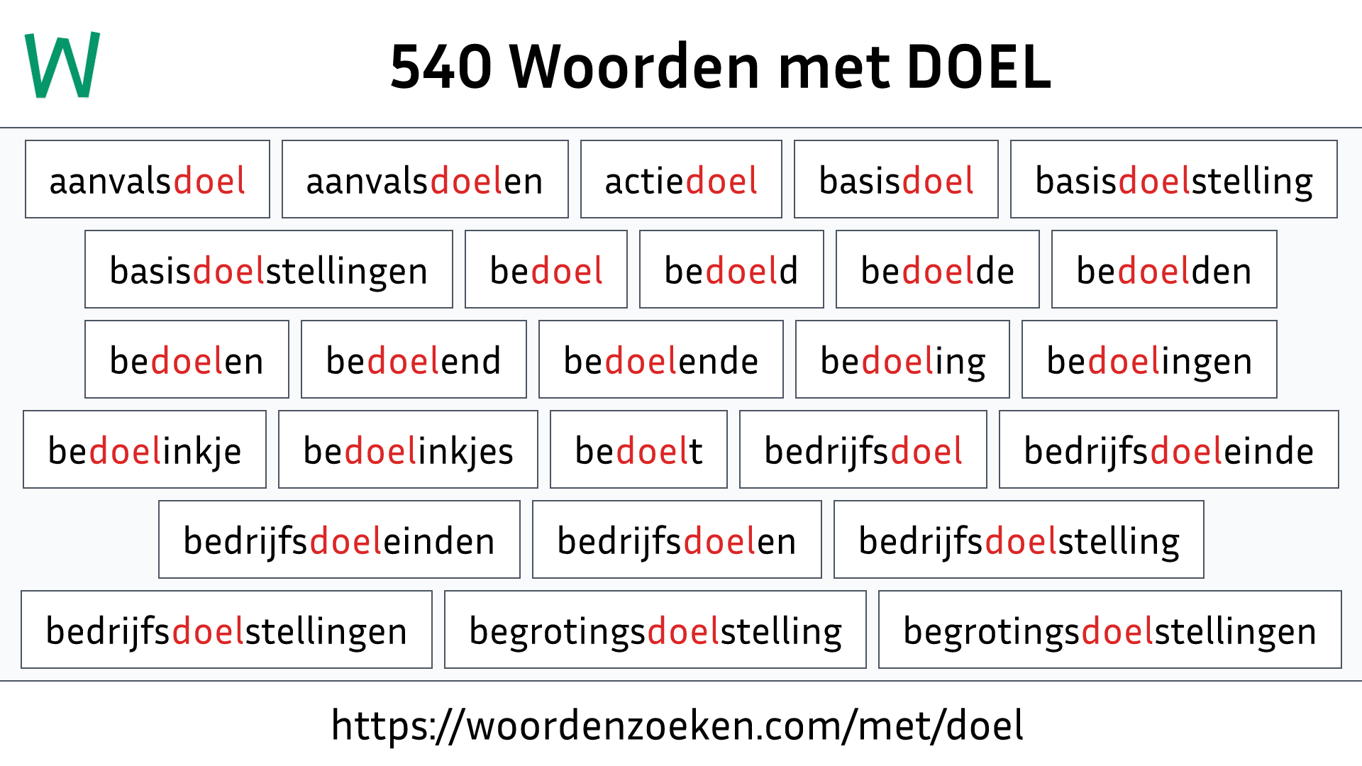 Woorden met DOEL