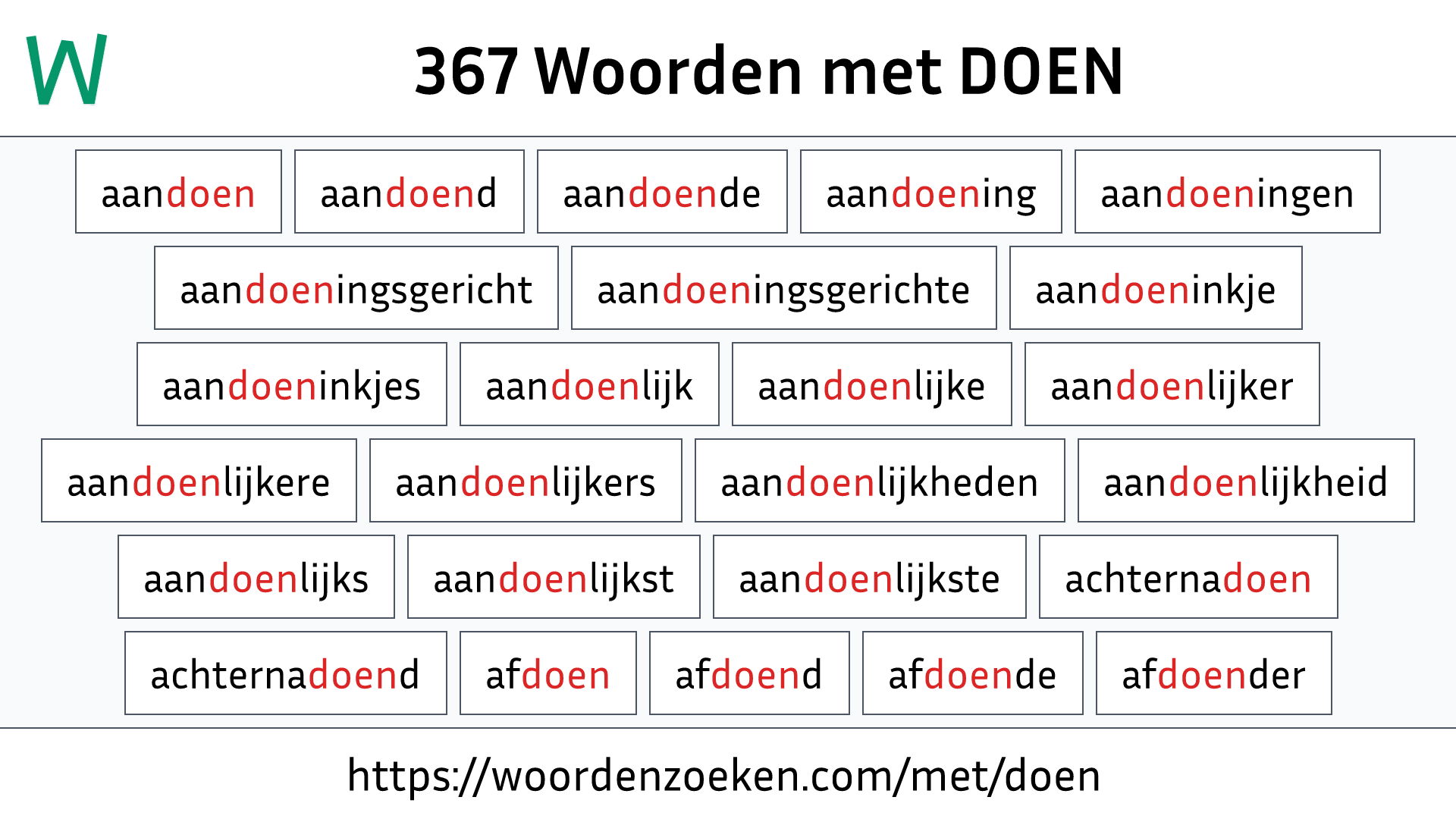 Woorden met DOEN