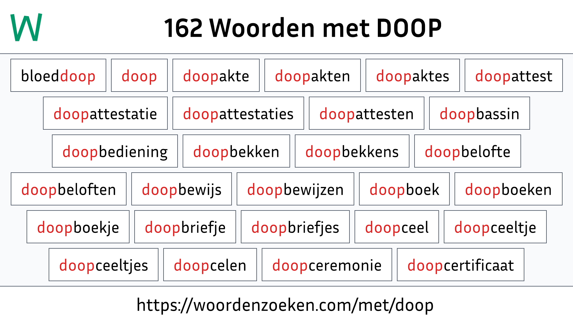 Woorden met DOOP