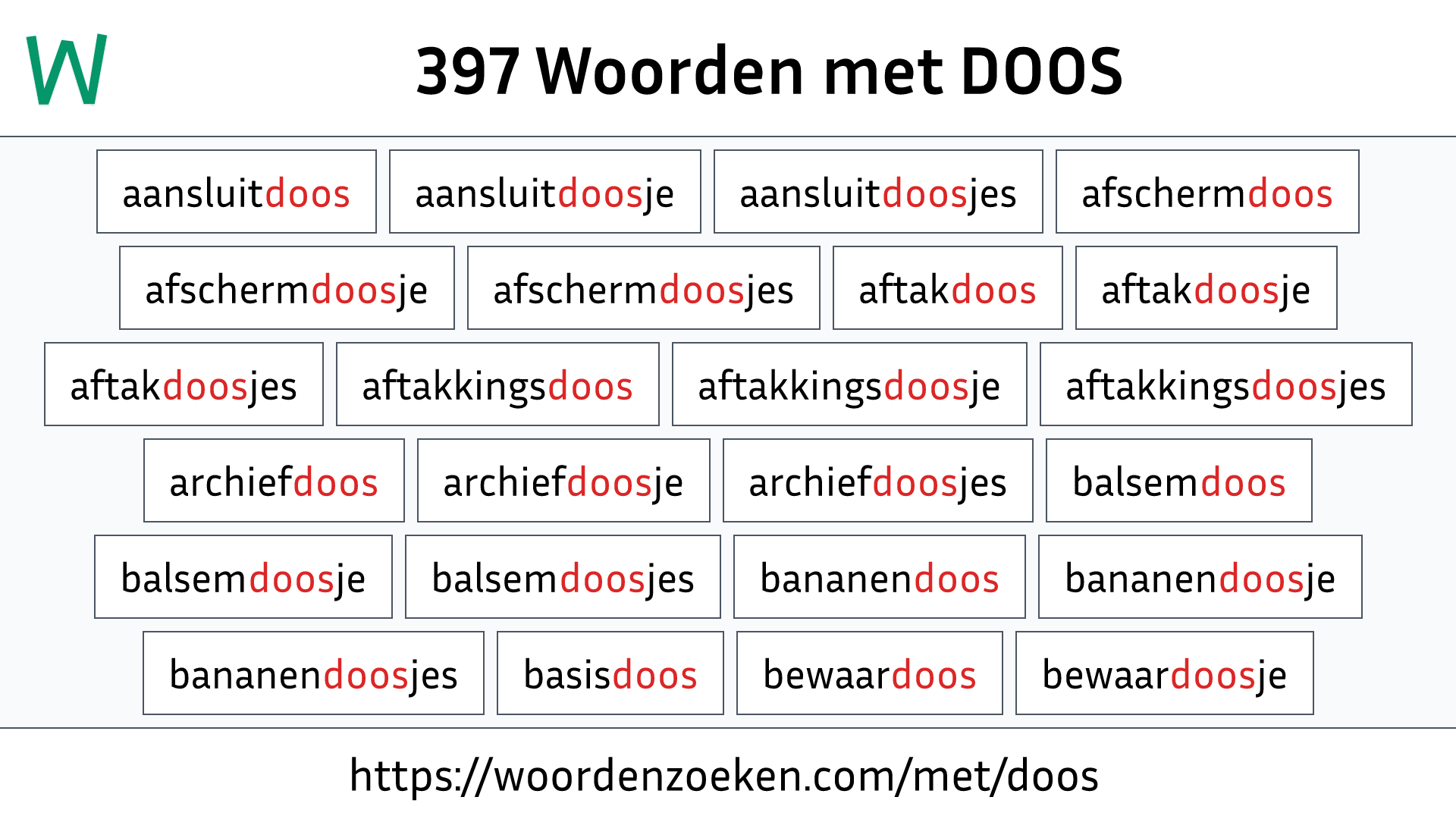 Woorden met DOOS