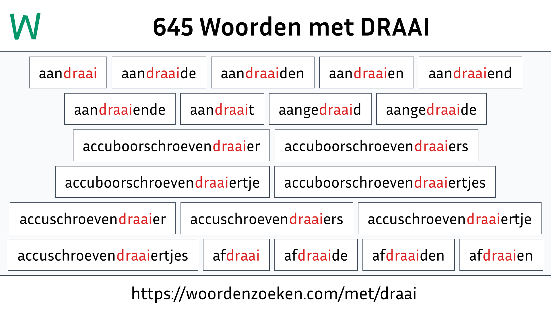 Woorden met DRAAI