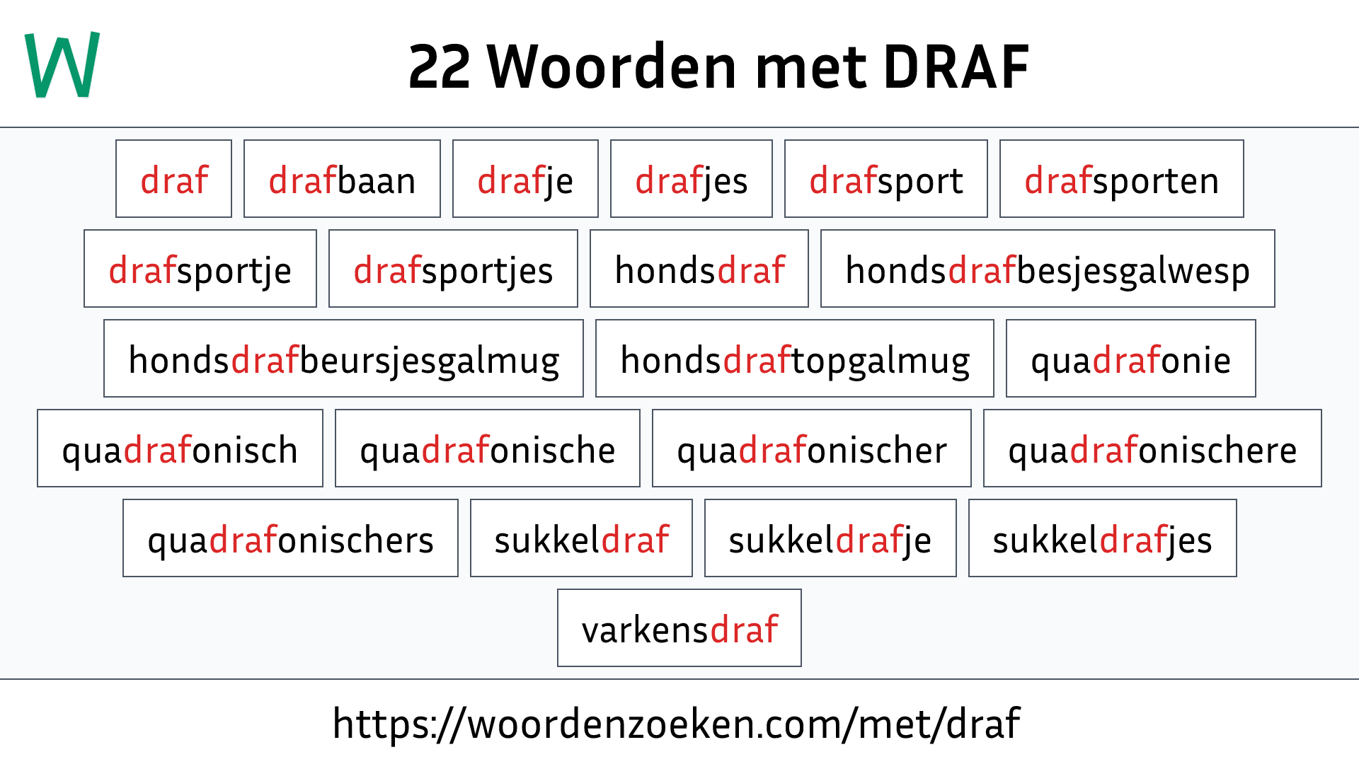 Woorden met DRAF