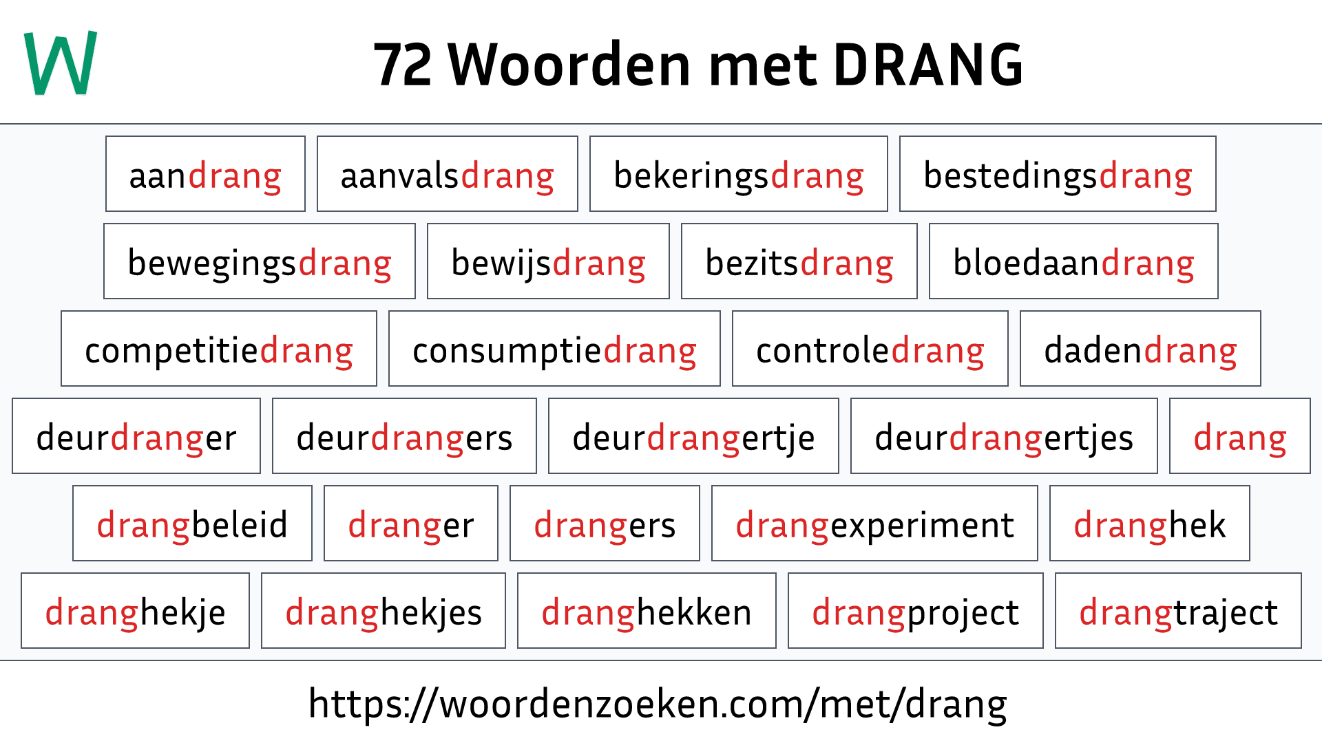 Woorden met DRANG