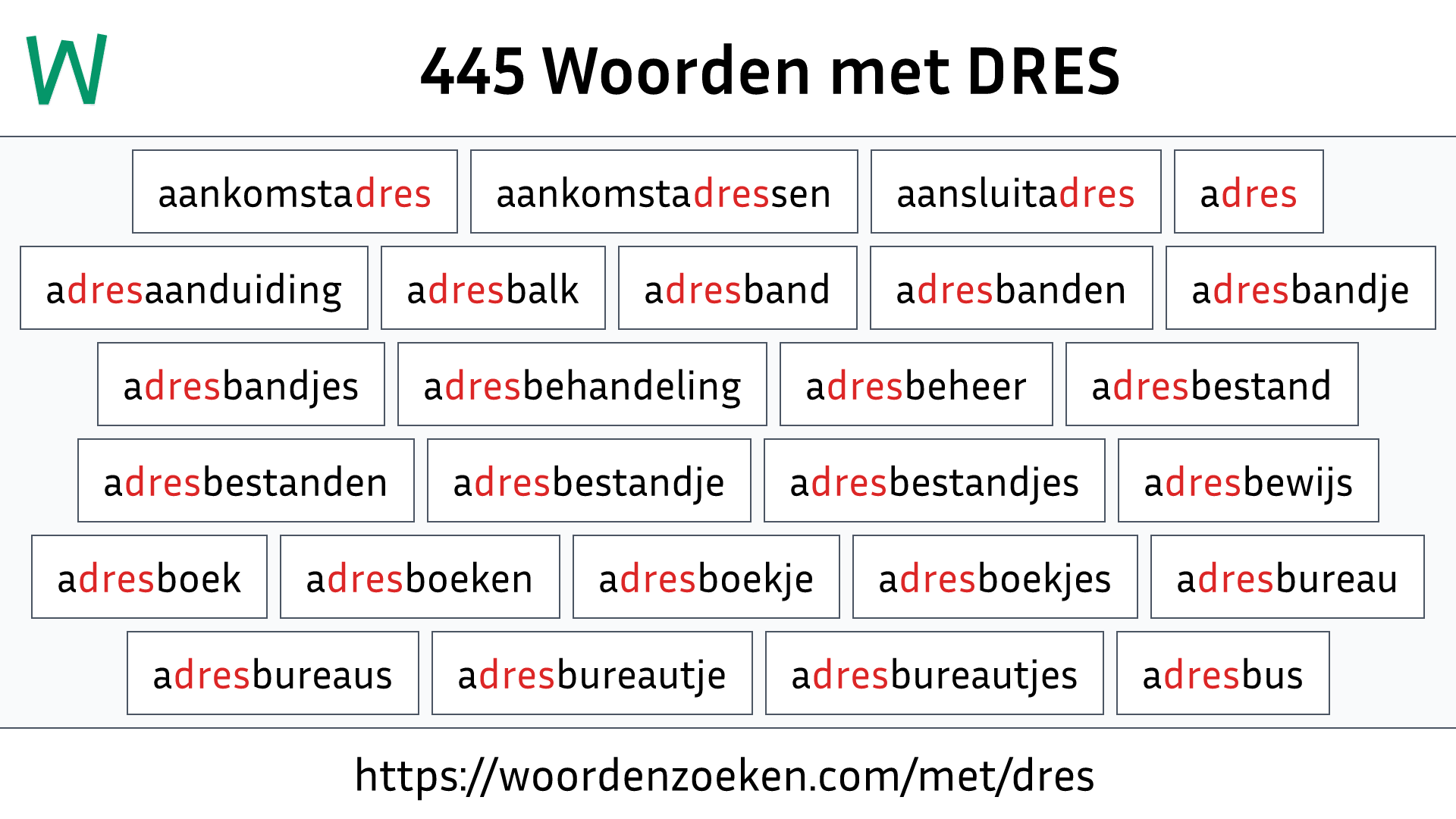 Woorden met DRES