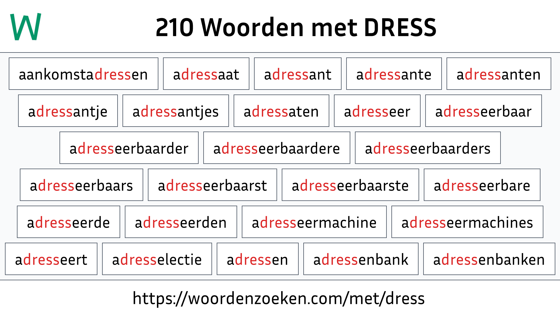 Woorden met DRESS