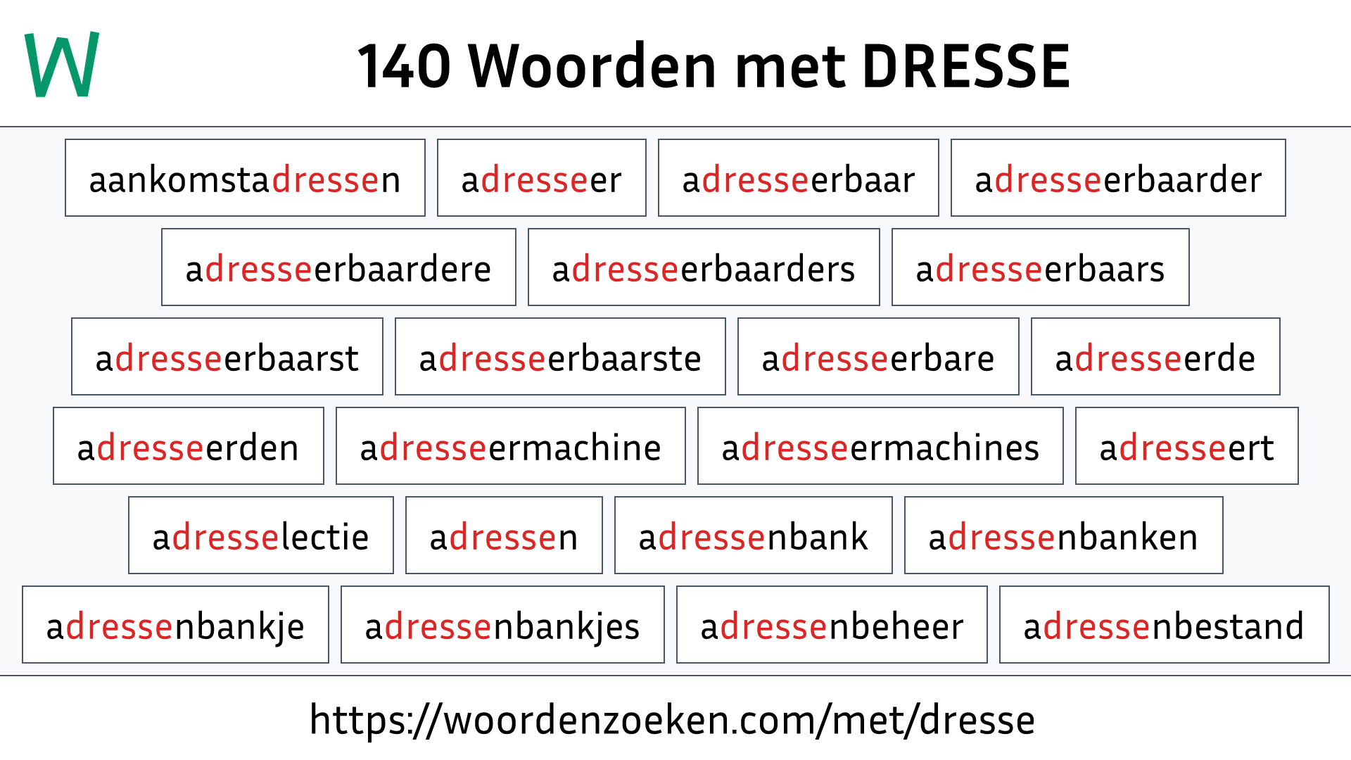 Woorden met DRESSE