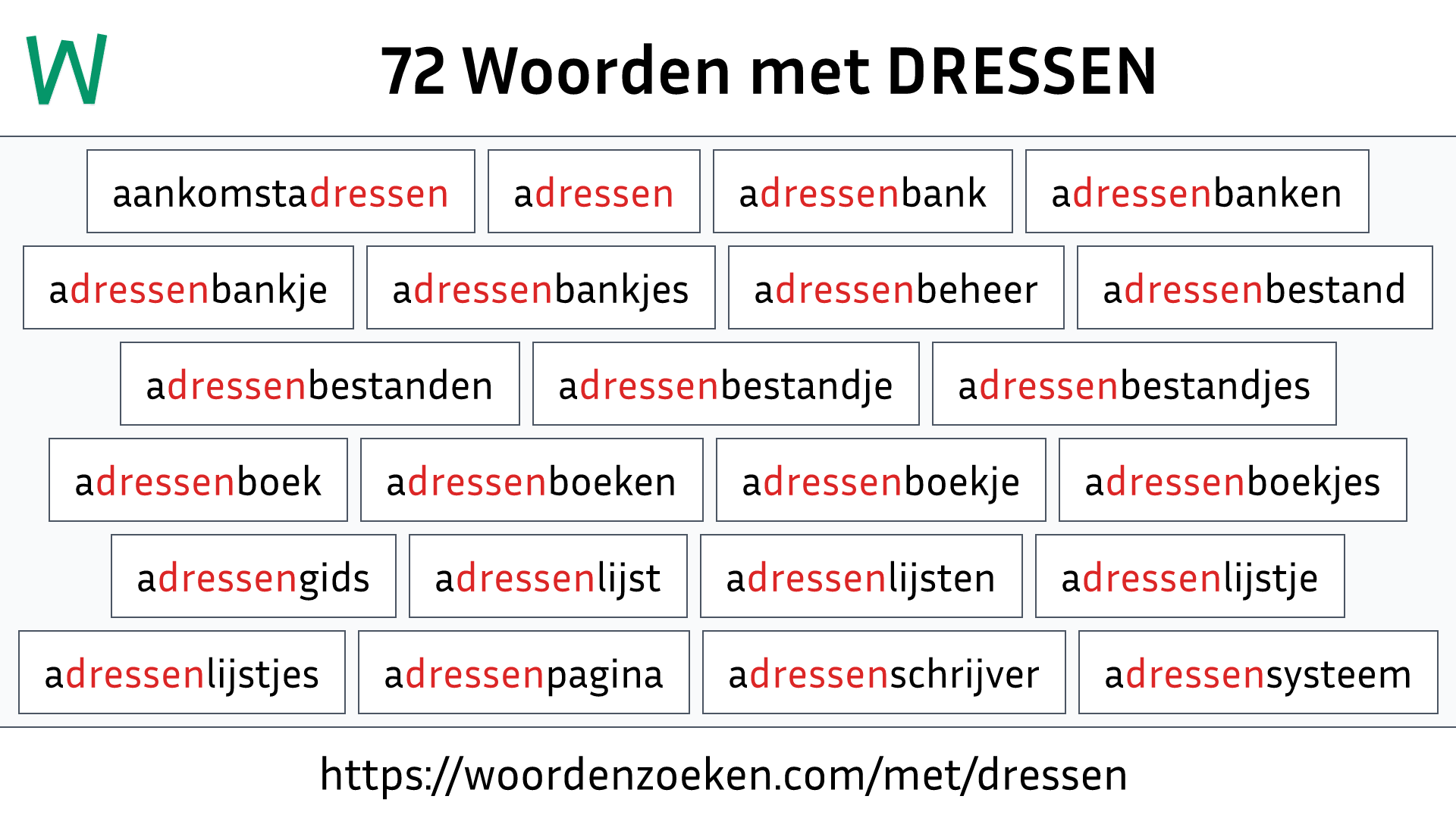 Woorden met DRESSEN