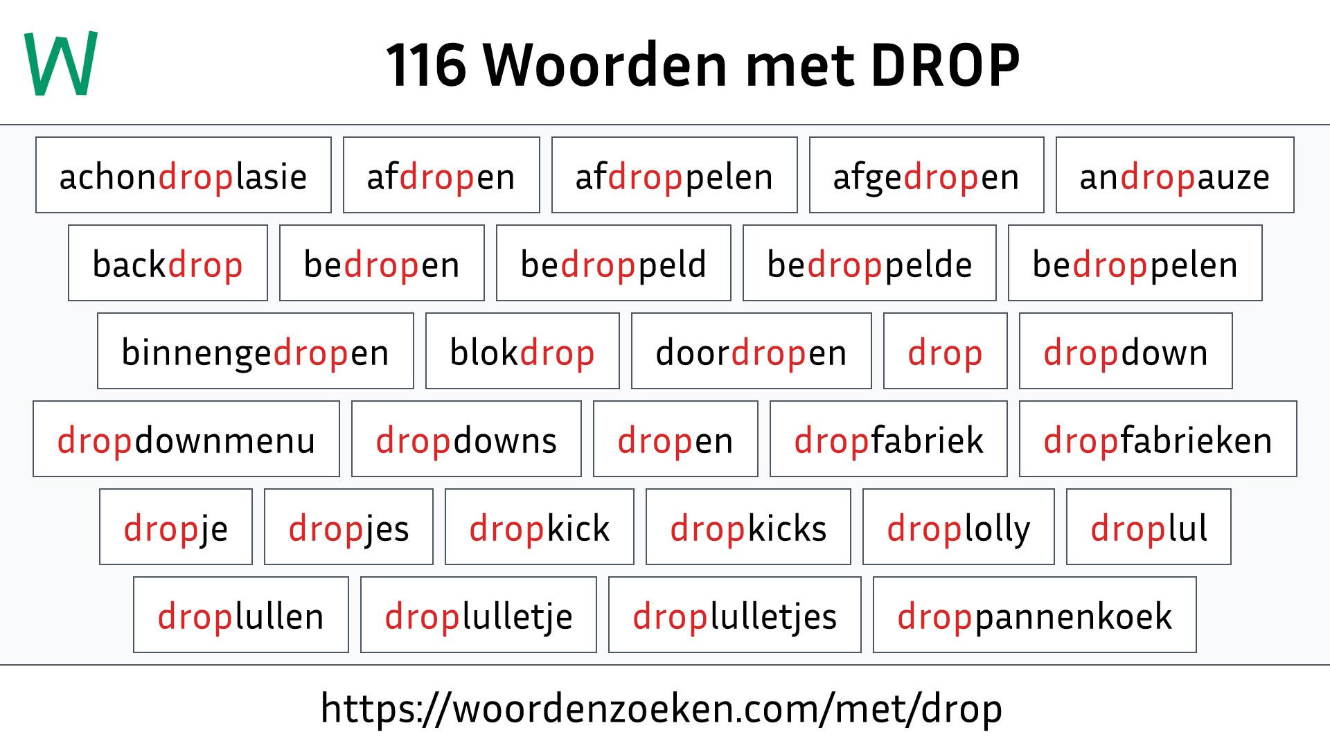 Woorden met DROP