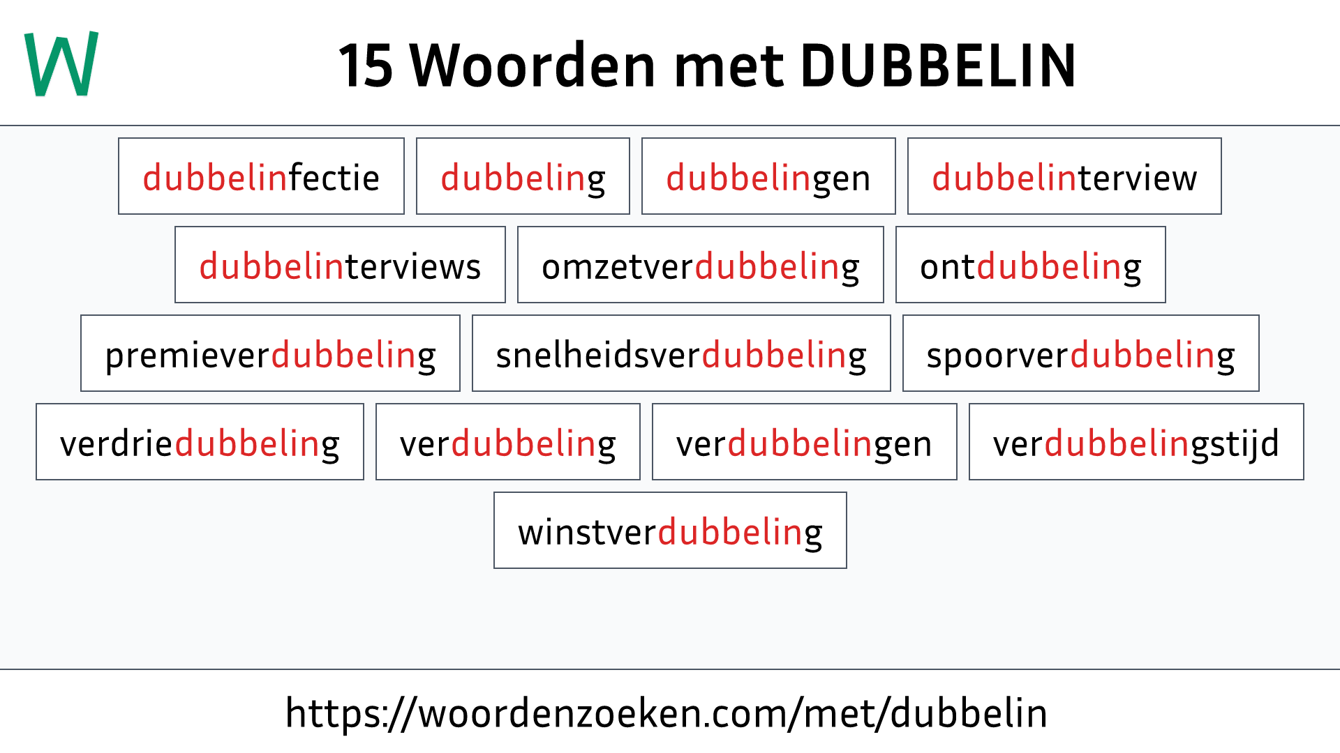 Woorden met DUBBELIN