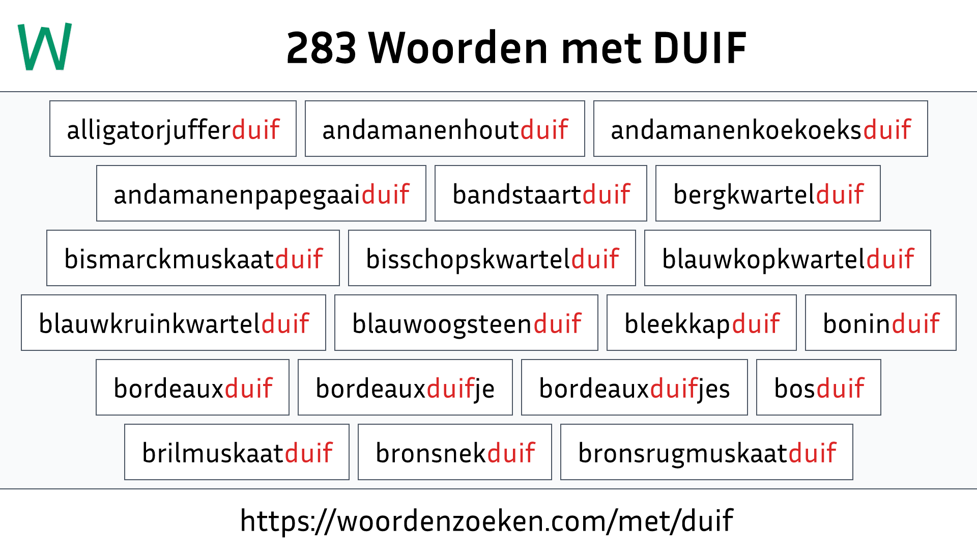 Woorden met DUIF