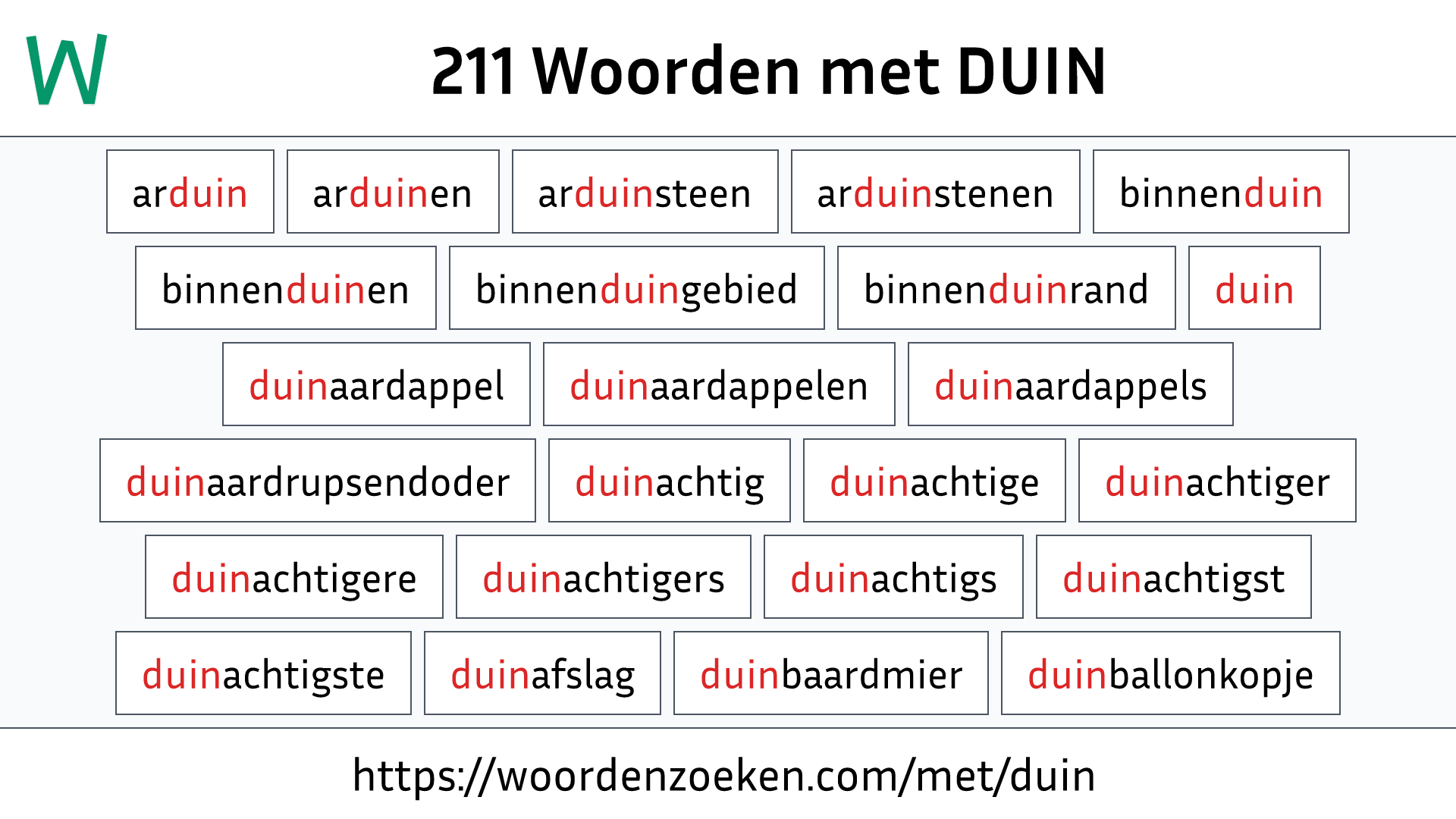 Woorden met DUIN