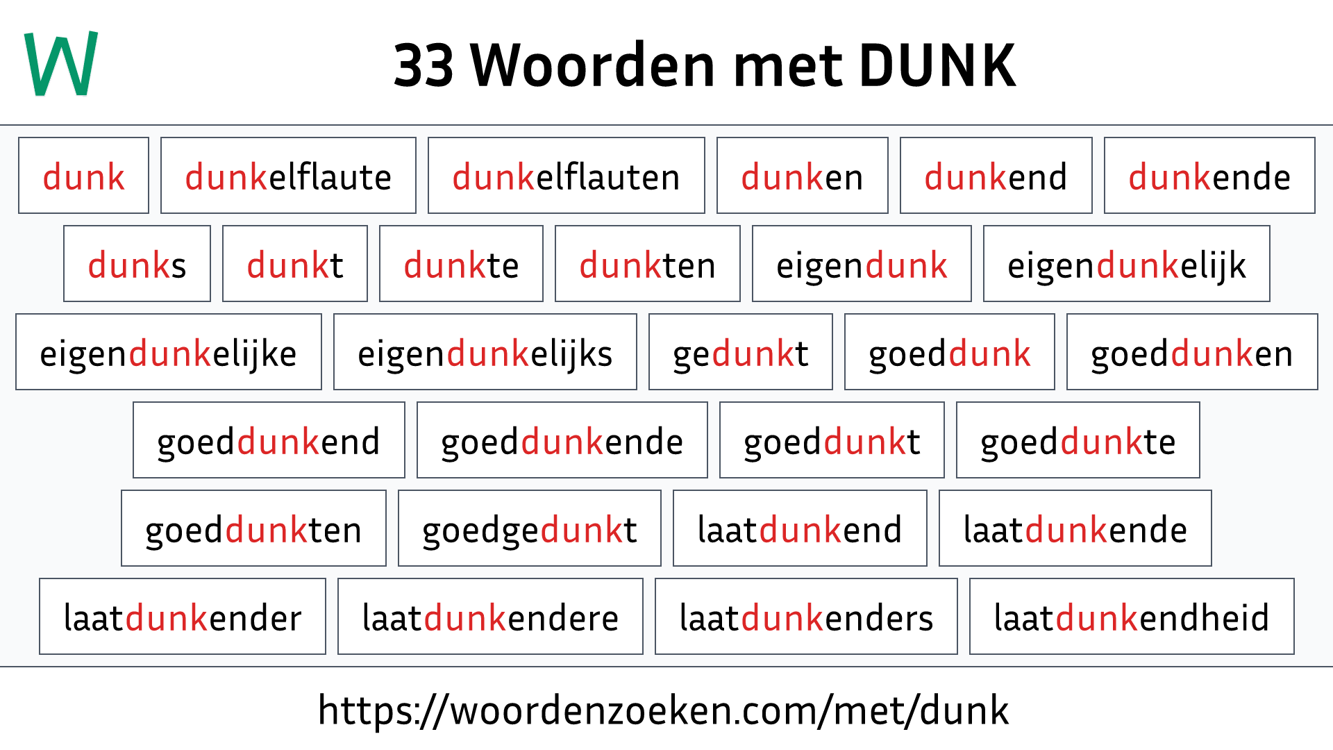 Woorden met DUNK