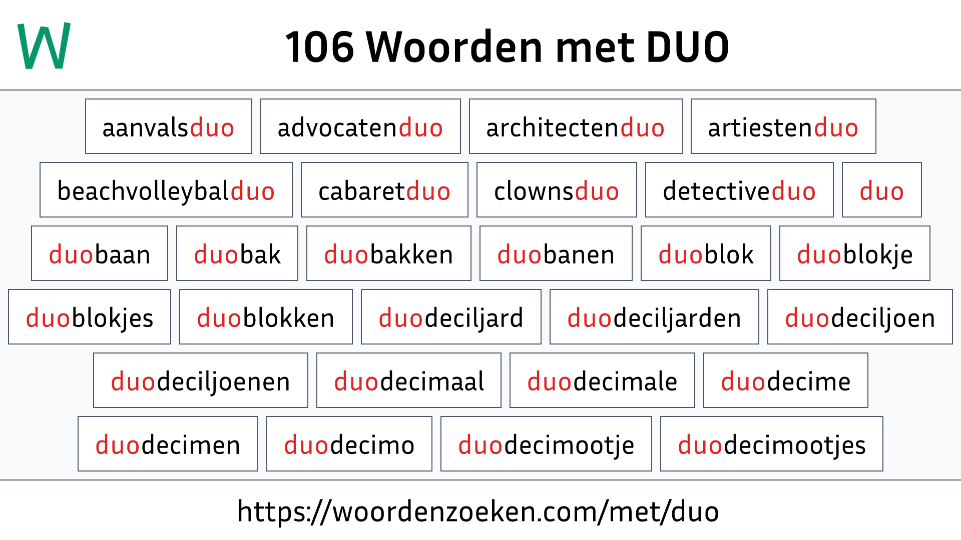 Woorden met DUO