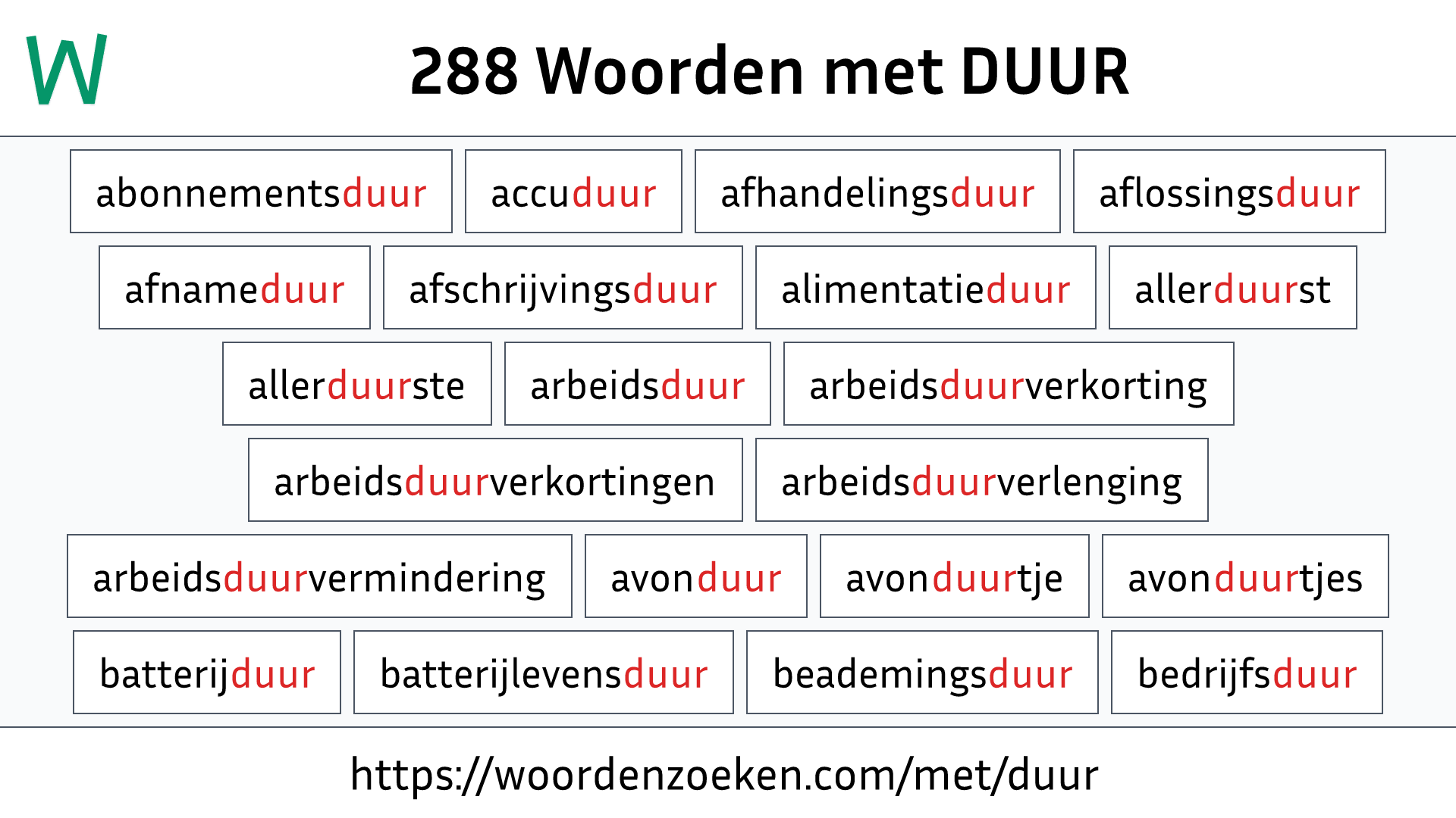 Woorden met DUUR