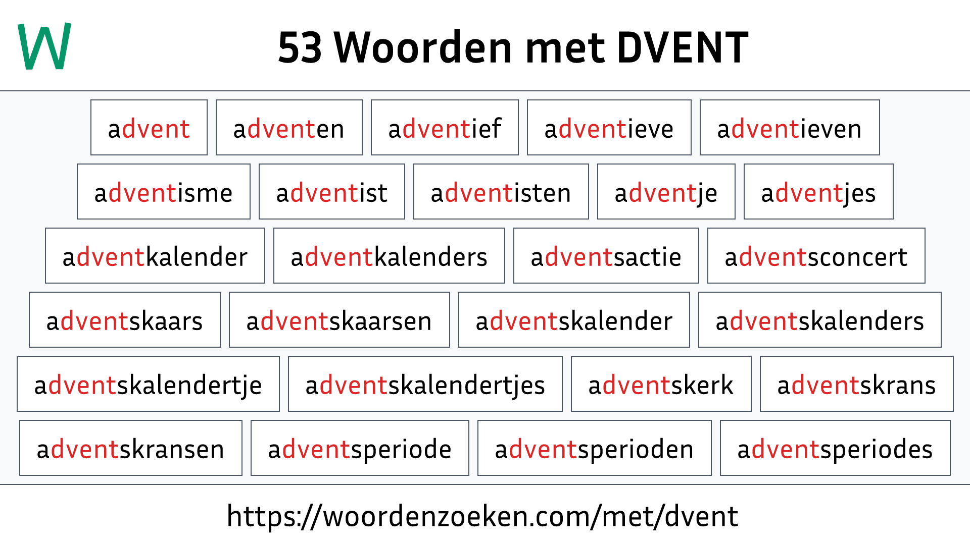 Woorden met DVENT