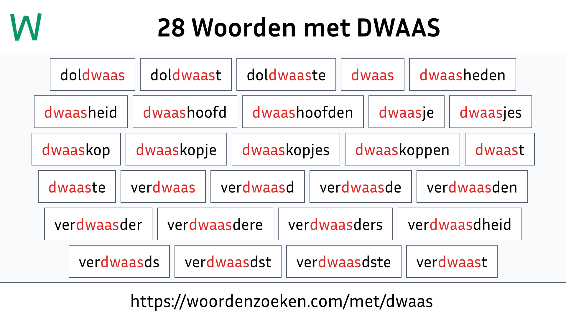 Woorden met DWAAS