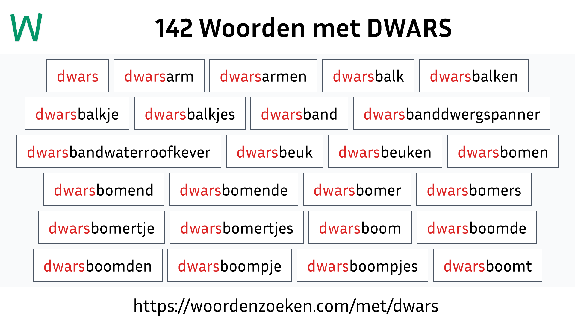 Woorden met DWARS