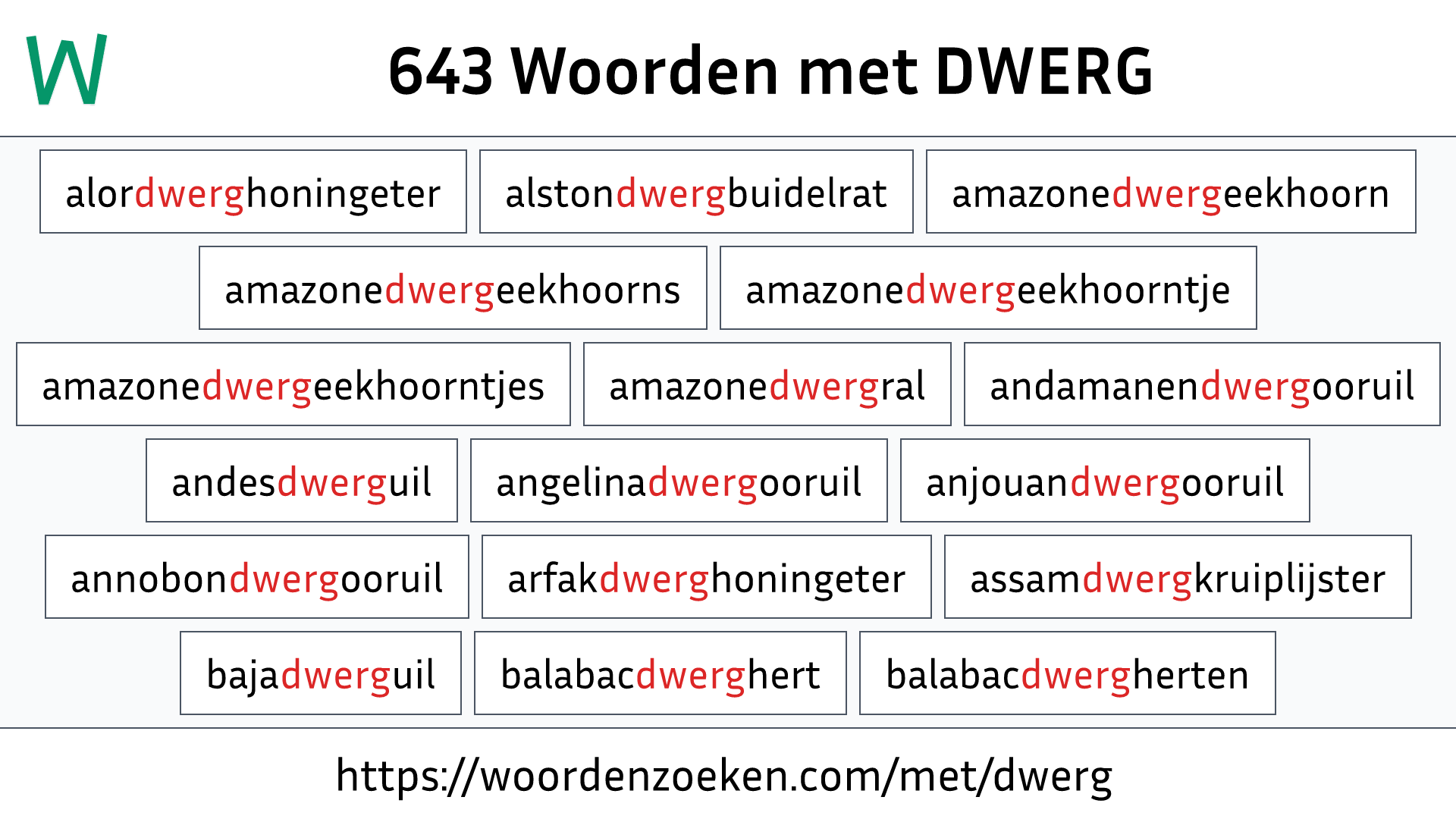 Woorden met DWERG