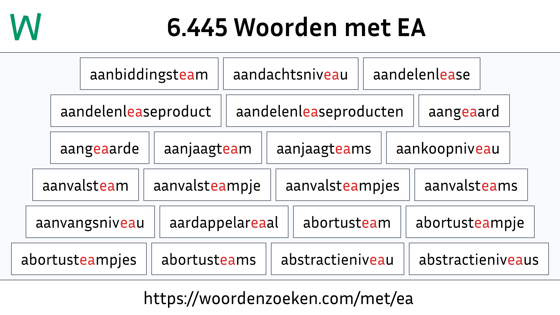 Woorden met EA