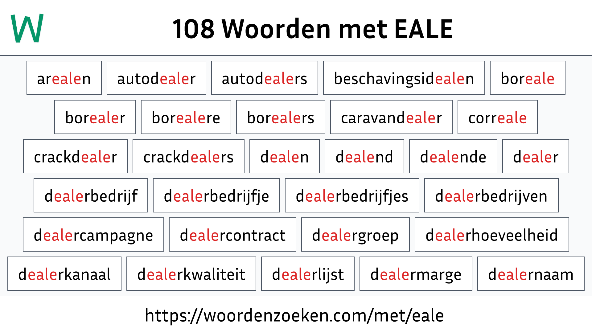 Woorden met EALE