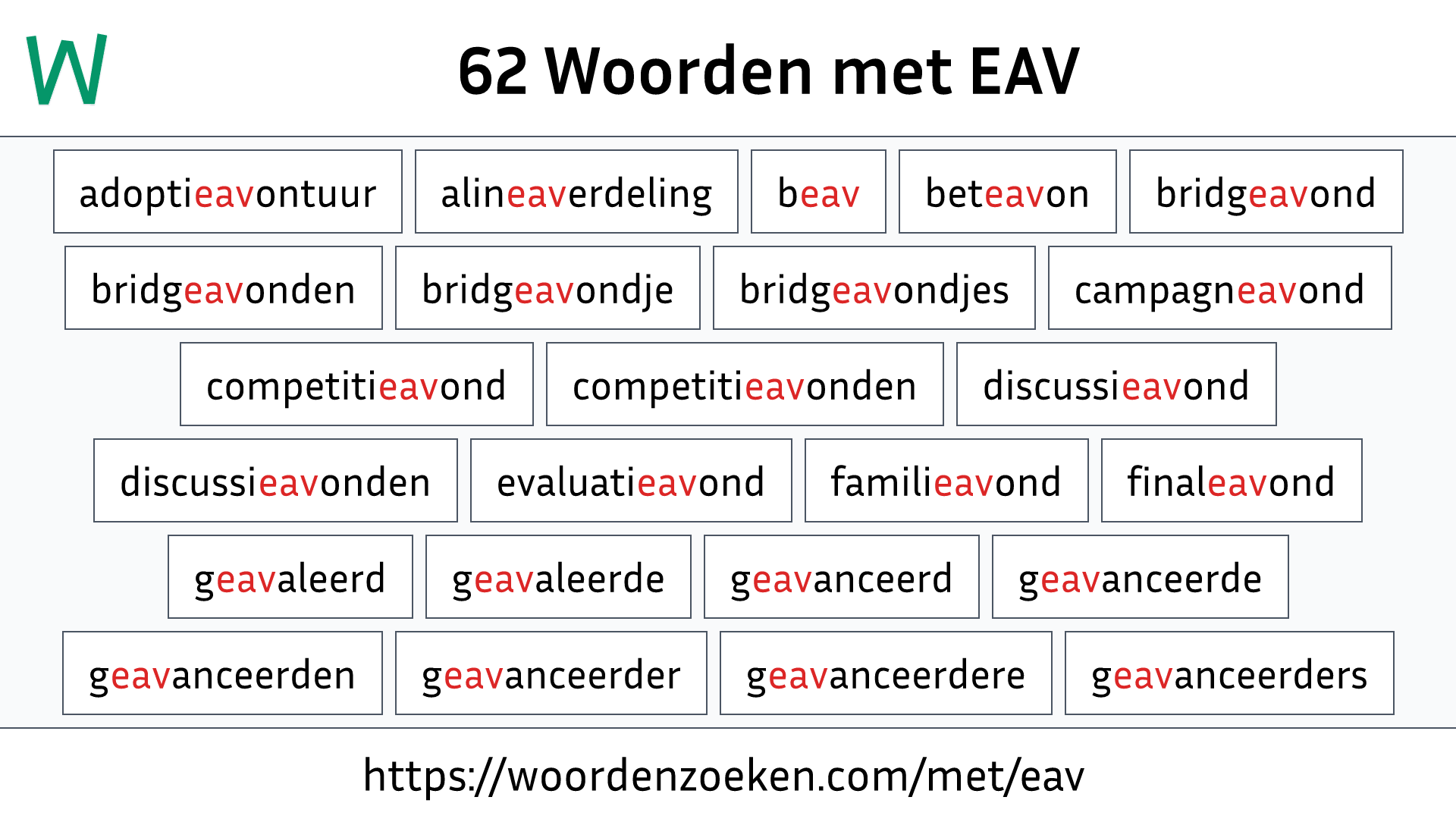 Woorden met EAV