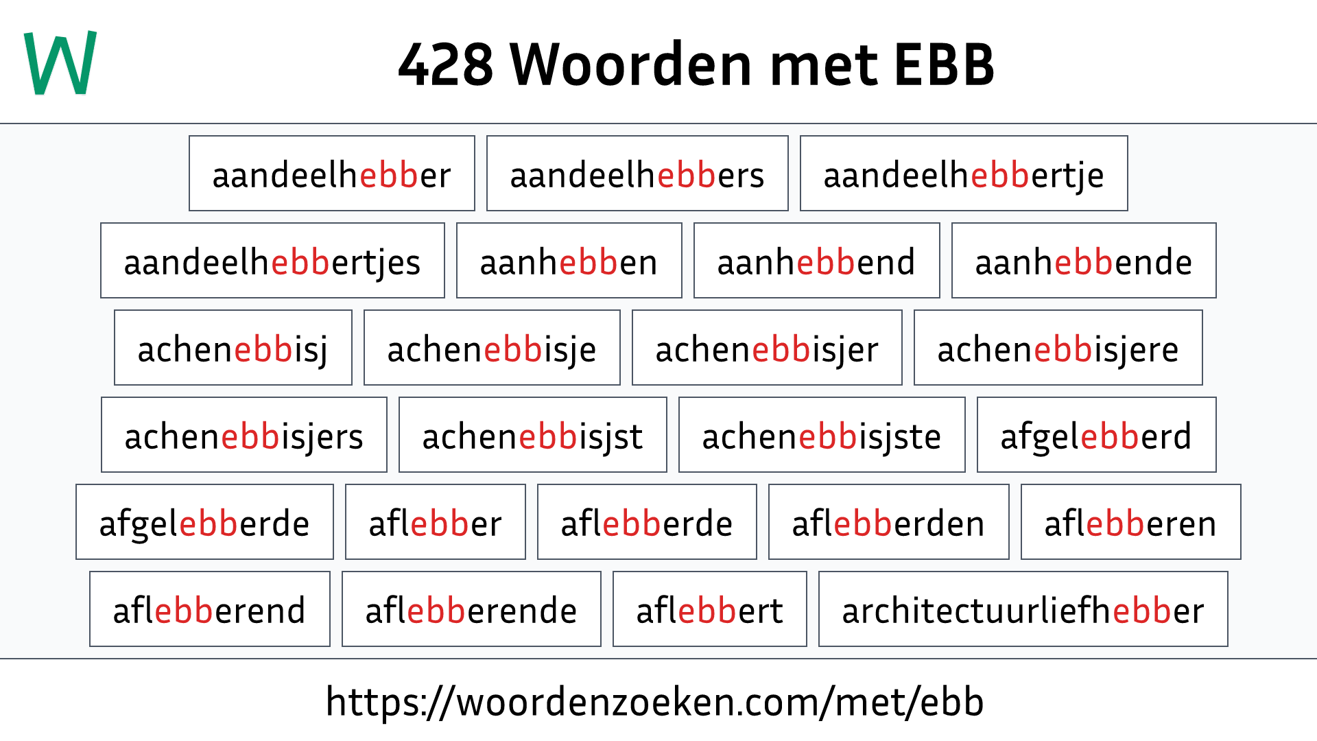 Woorden met EBB