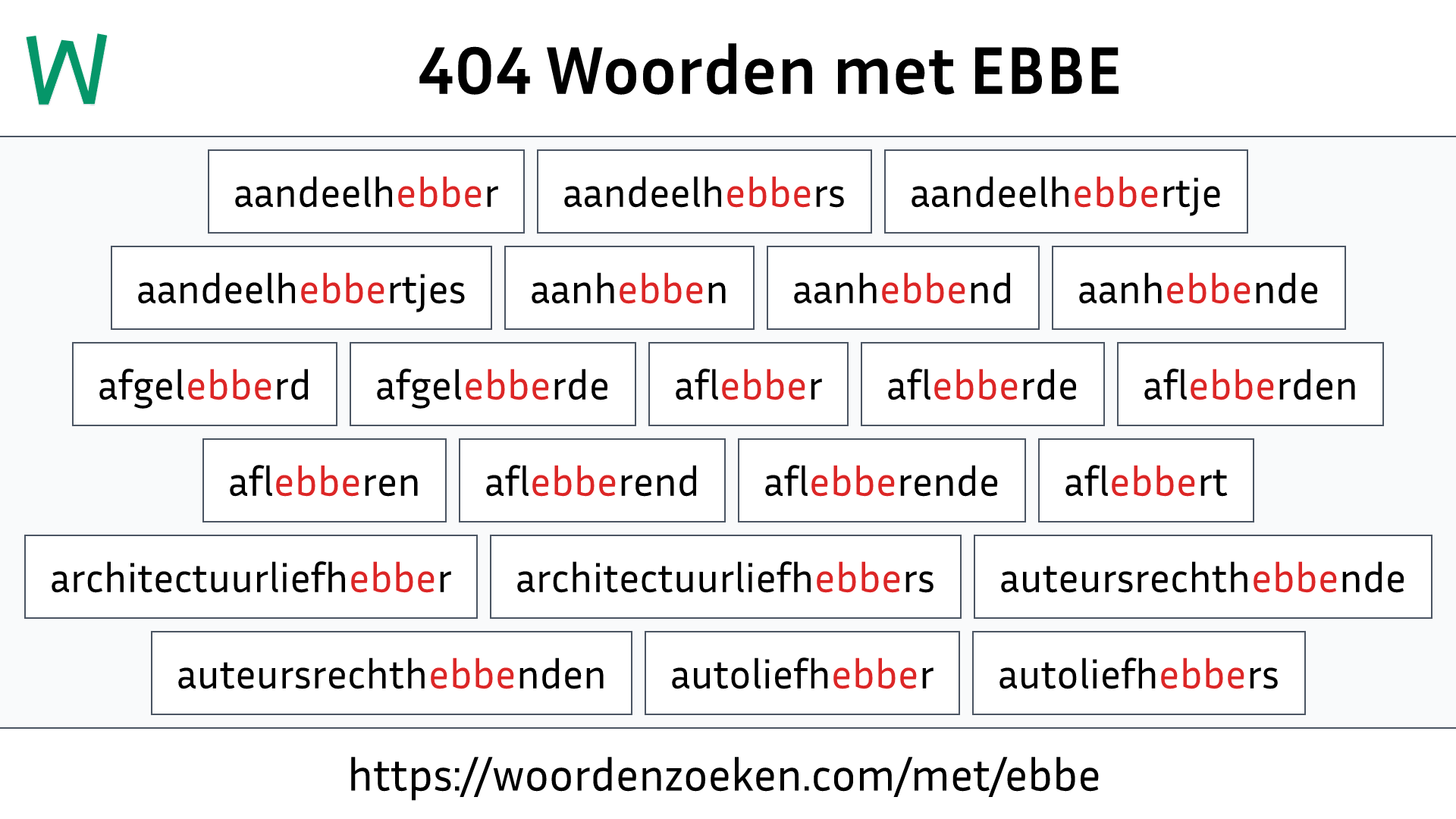 Woorden met EBBE