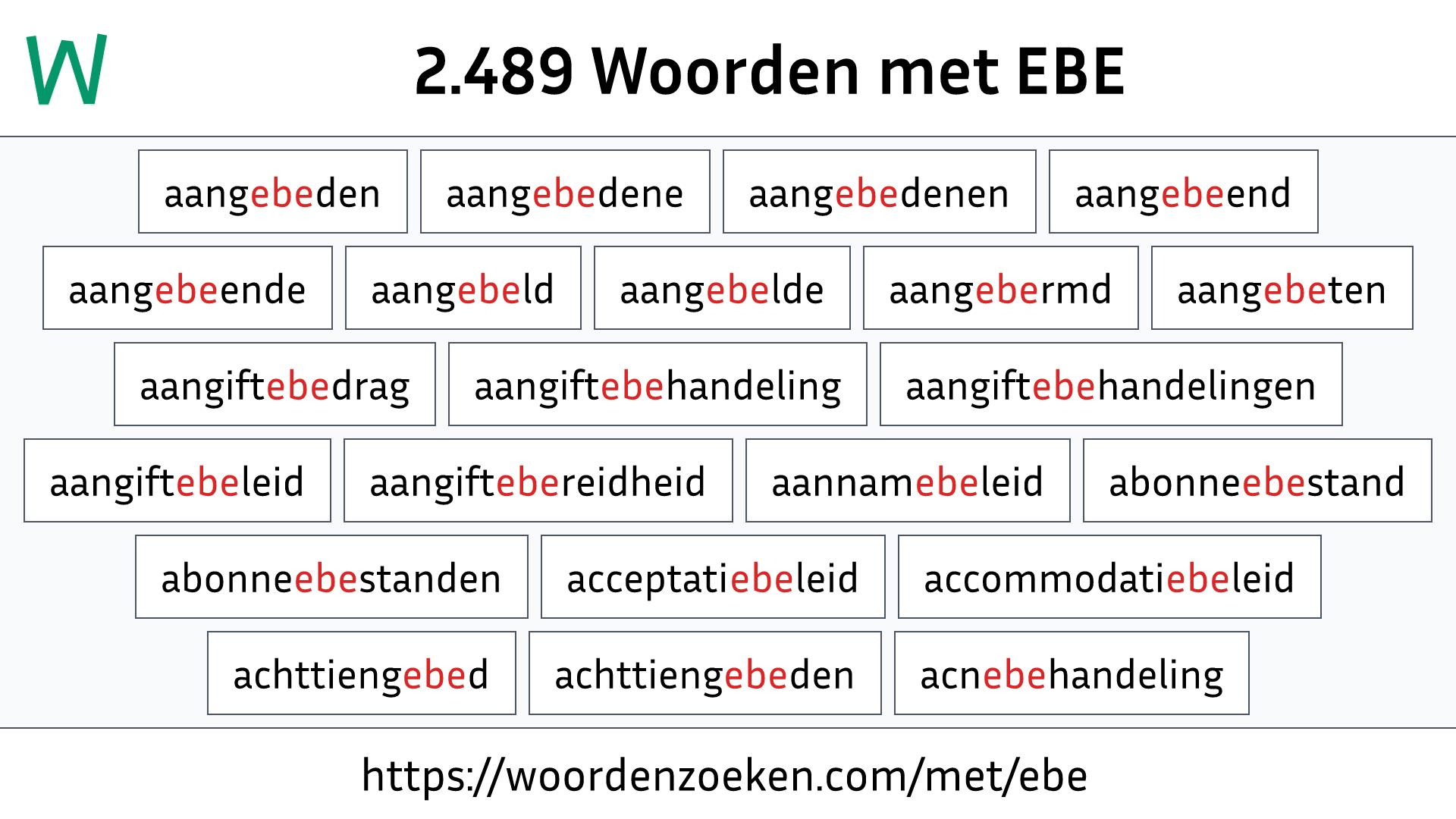 Woorden met EBE