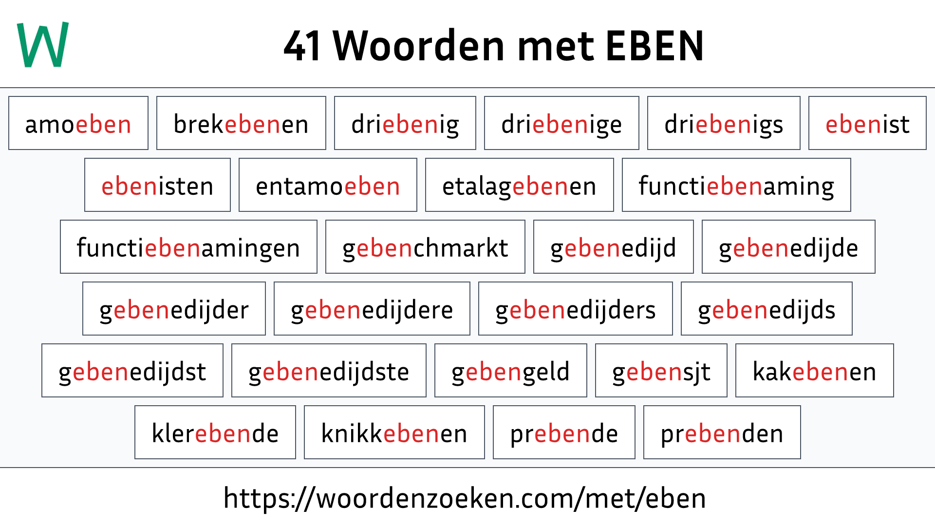 Woorden met EBEN