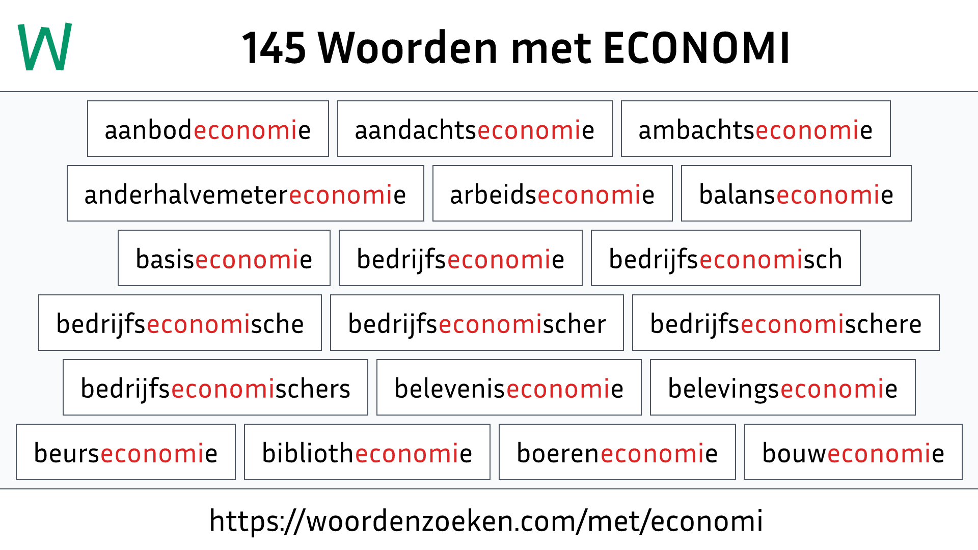 Woorden met ECONOMI