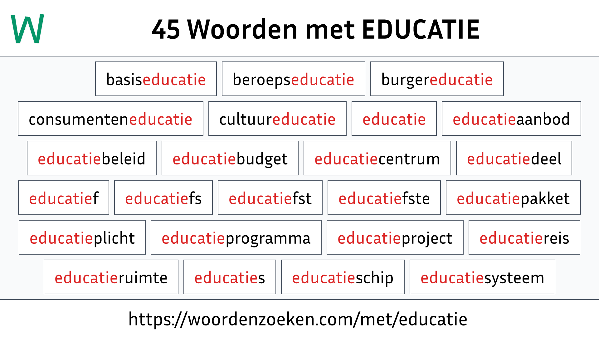 Woorden met EDUCATIE